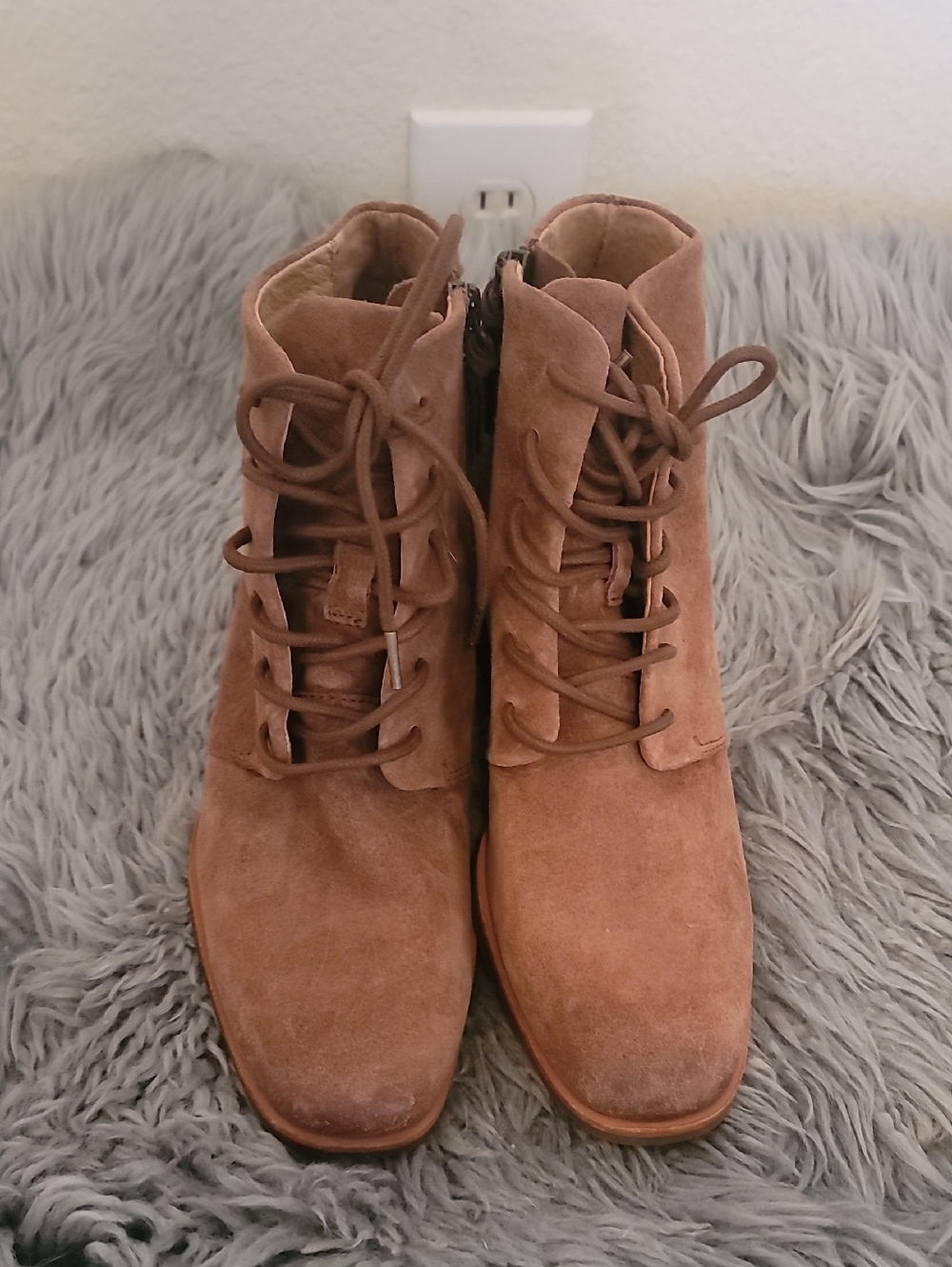 Women's Tan Suede Lace-Up Ankle Boots